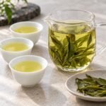 Brewed Bulk Lu'an Guapian Green Tea with clear liquor