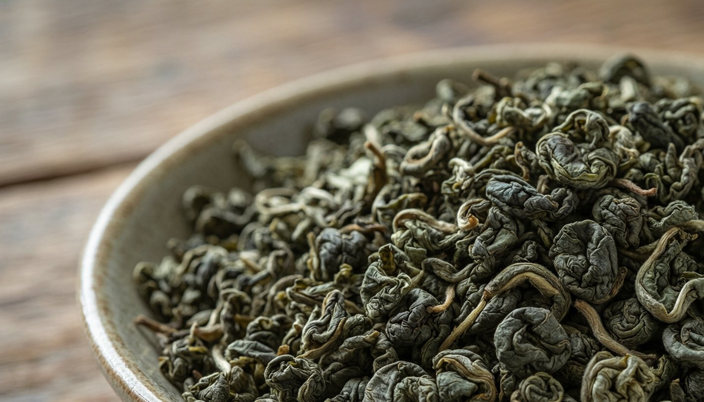 Dry CTC black tea leaves close up
