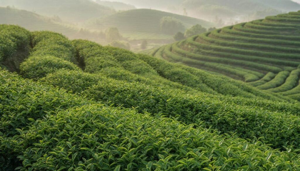Jingshan green tea plantation