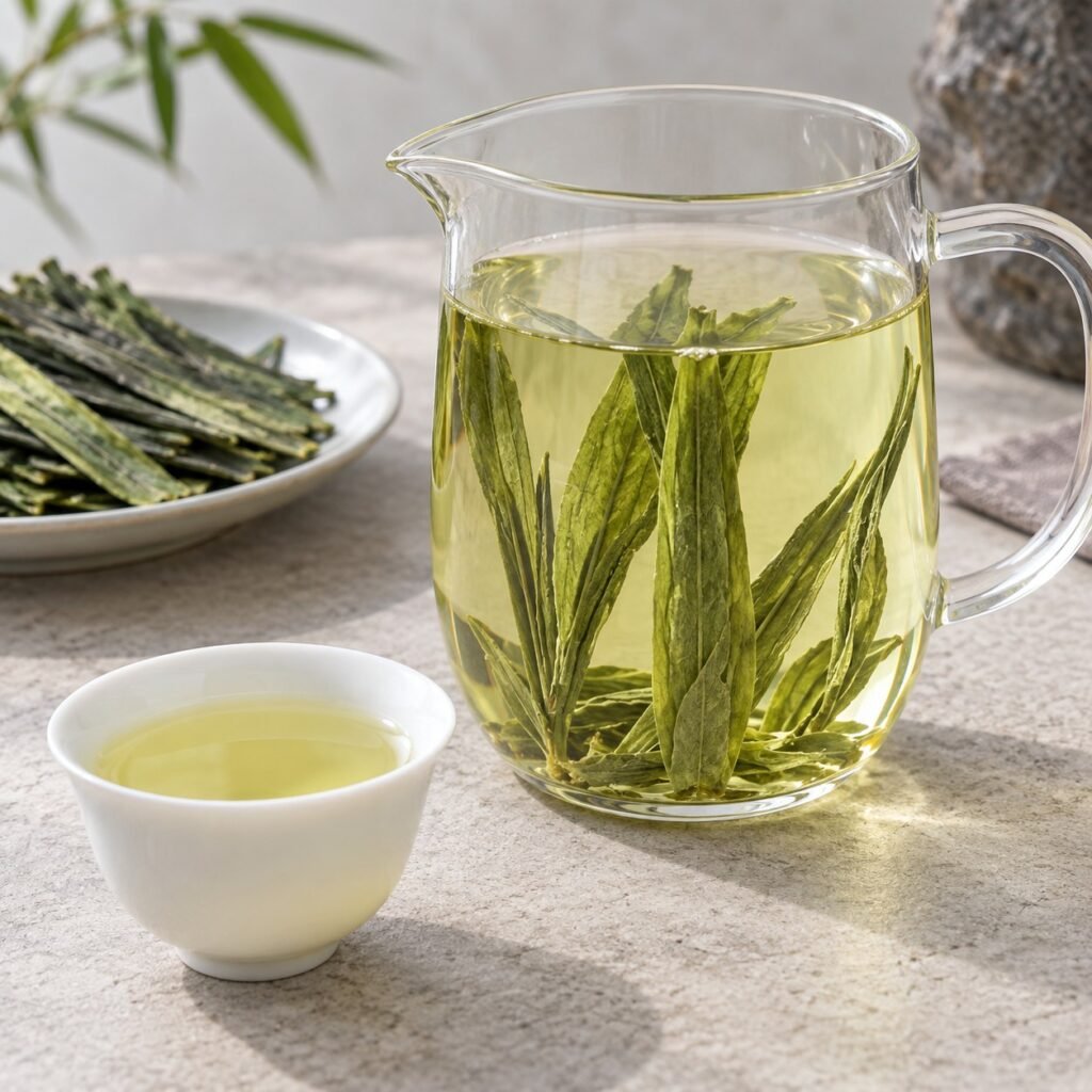 Brewed Premium Taiping Houkui Tea with clear liquor