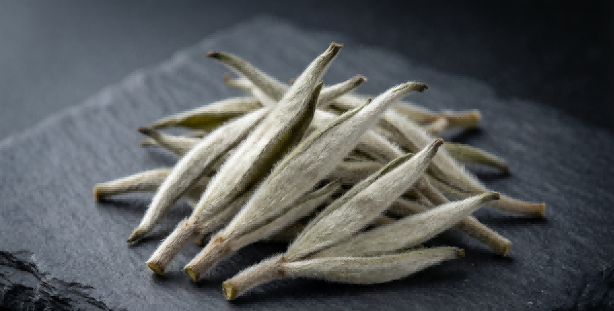 Gongmei white tea dry leaves and brewed liquor