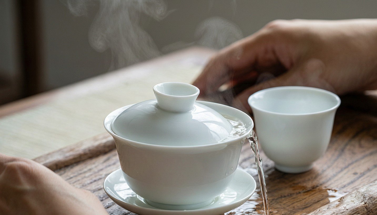 Brewing Chinese black tea in a gaiwan