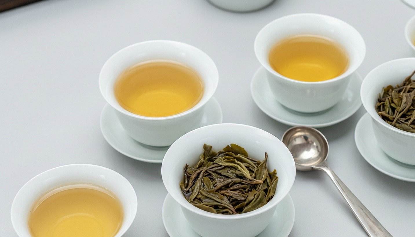 Professional tea cupping for quality comparison